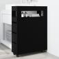 Preview: Badschrank Schmal mit Rollen Schwarz Holzwerkstoff