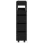 Preview: Badschrank Schmal mit Rollen Schwarz Holzwerkstoff