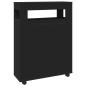 Preview: Badschrank Schmal mit Rollen Schwarz Holzwerkstoff