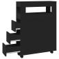 Preview: Badschrank Schmal mit Rollen Schwarz Holzwerkstoff