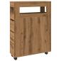 Preview: Badschrank Schmal mit Rollen Artisan-Eiche Holzwerkstoff