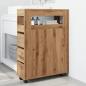 Preview: Badschrank Schmal mit Rollen Artisan-Eiche Holzwerkstoff