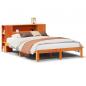 Preview: Massivholzbett mit Regal ohne Matratze Wachsbraun 135x190 cm
