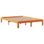 Preview: Massivholzbett mit Regal ohne Matratze Wachsbraun 135x190 cm