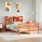 Preview: ARDEBO.de - Massivholzbett mit Regal ohne Matratze Wachsbraun 140x190 cm