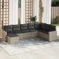 Preview: ARDEBO.de - 8-tlg. Garten-Sofagarnitur mit Kissen Hellgrau Poly Rattan