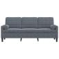 Preview: 3-Sitzer-Sofa mit Zierkissen Dunkelgrau 180 cm Samt
