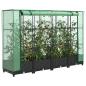 Preview: ARDEBO.de - Hochbeet mit Gewächshaus-Aufsatz Rattan-Optik 160x40x123 cm