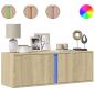 Preview: TV-Wandschrank mit LED-Beleuchtung Sonoma-Eiche 100x31x35 cm