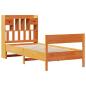 Preview: Massivholzbett mit Regal ohne Matratze Wachsbraun 75x190 cm