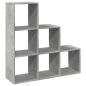 Preview: Raumteiler-Bücherregal 3 Etagen Betongrau 99x29x99 cm