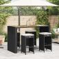 Preview: ARDEBO.de - Garten-Barhocker mit Kissen 4 Stk. Schwarz Poly Rattan