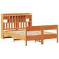 Preview: Massivholzbett mit Regal ohne Matratze Wachsbraun 150x200 cm