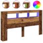 Preview: LED-Kopfteil Altholz-Optik 180x18,5x103,5 cm Holzwerkstoff