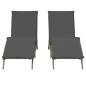 Preview: Sonnenliegen mit Auflagen 2 Stk. Grau Poly Rattan