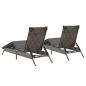 Preview: Sonnenliegen mit Auflagen 2 Stk. Grau Poly Rattan