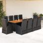 Preview: ARDEBO.de - 11-tlg. Garten-Essgruppe mit Kissen Schwarz Poly Rattan