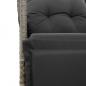 Preview: 3-tlg. Garten-Bistro-Set mit Kissen Grau Poly Rattan