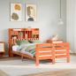 Preview: ARDEBO.de - Massivholzbett mit Regal ohne Matratze Wachsbraun 135x190 cm