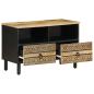 Preview: TV-Schrank Schwarz 70x33,5x46 cm Raues Mangoholz