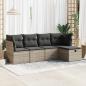 Preview: ARDEBO.de - 5-tlg. Garten-Sofagarnitur mit Kissen Grau Poly Rattan