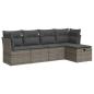 Preview: 5-tlg. Garten-Sofagarnitur mit Kissen Grau Poly Rattan