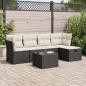 Preview: ARDEBO.de - 6-tlg. Garten-Sofagarnitur mit Kissen Schwarz Poly Rattan