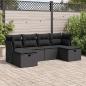 Preview: ARDEBO.de - 6-tlg. Garten-Sofagarnitur mit Kissen Schwarz Poly Rattan