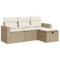 Preview: 4-tlg. Garten-Sofagarnitur mit Kissen Beige Poly Rattan