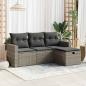 Preview: ARDEBO.de - 4-tlg. Garten-Sofagarnitur mit Kissen Grau Poly Rattan