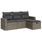 Preview: 4-tlg. Garten-Sofagarnitur mit Kissen Grau Poly Rattan