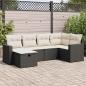 Preview: ARDEBO.de - 6-tlg. Garten-Sofagarnitur mit Kissen Schwarz Poly Rattan