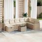 Preview: ARDEBO.de - 9-tlg. Garten-Sofagarnitur mit Kissen Beige Poly Rattan