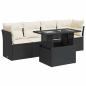 Preview: 5-tlg. Garten-Sofagarnitur mit Kissen Schwarz Poly Rattan