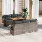 Preview: ARDEBO.de - 7-tlg. Garten-Sofagarnitur mit Kissen Grau Poly Rattan