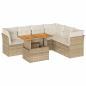 Preview: 7-tlg. Garten-Sofagarnitur mit Kissen Beige Poly Rattan