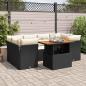 Preview: ARDEBO.de - 7-tlg. Garten-Sofagarnitur mit Kissen Schwarz Poly Rattan