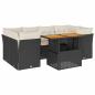 Preview: 7-tlg. Garten-Sofagarnitur mit Kissen Schwarz Poly Rattan