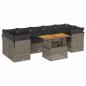 Preview: 8-tlg. Garten-Sofagarnitur mit Kissen Grau Poly Rattan