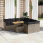 Preview: ARDEBO.de - 9-tlg. Garten-Sofagarnitur mit Kissen Grau Poly Rattan