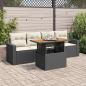 Preview: ARDEBO.de - 5-tlg. Garten-Sofagarnitur mit Kissen Schwarz Poly Rattan