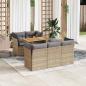 Preview: ARDEBO.de - 6-tlg. Garten-Sofagarnitur mit Kissen Beige Poly Rattan