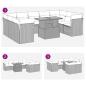 Preview: 10-tlg. Garten-Sofagarnitur mit Kissen Schwarz Poly Rattan