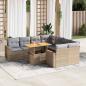 Preview: ARDEBO.de - 9-tlg. Garten-Sofagarnitur mit Kissen Beige Poly Rattan