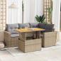 Preview: ARDEBO.de - 5-tlg. Garten-Sofagarnitur mit Kissen Beige Poly Rattan