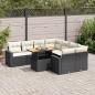 Preview: ARDEBO.de - 9-tlg. Garten-Sofagarnitur mit Kissen Schwarz Poly Rattan