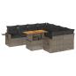Preview: 9-tlg. Garten-Sofagarnitur mit Kissen Grau Poly Rattan
