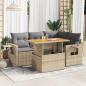 Preview: ARDEBO.de - 5-tlg. Garten-Sofagarnitur mit Kissen Beige Poly Rattan