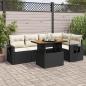 Preview: ARDEBO.de - 6-tlg. Garten-Sofagarnitur mit Kissen Schwarz Poly Rattan