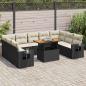 Preview: ARDEBO.de - 10-tlg. Garten-Sofagarnitur mit Kissen Schwarz Poly Rattan